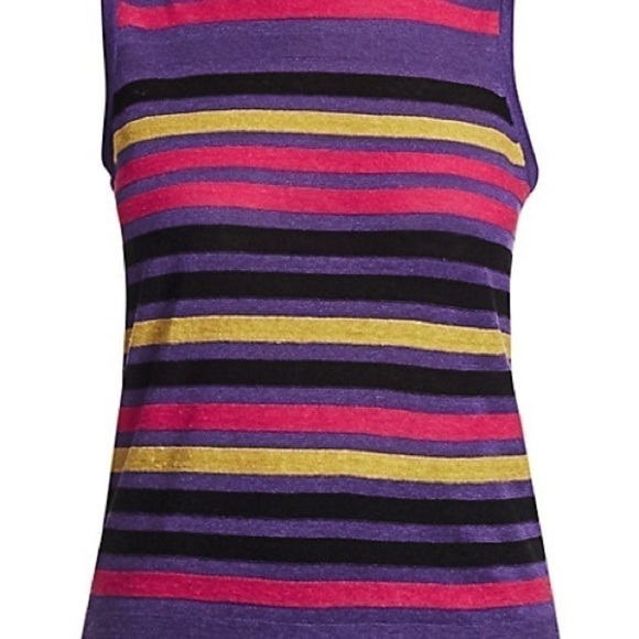 SAKS fifth ave COLLECTION Silk Linen Stripe Shel - Picture 2 of 7